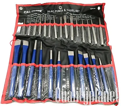 NEW 28pc Punch & Chisel Set Cold Taper Center Pin Metal Steel Punch W/ Pouch • $37.99