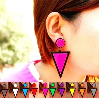 Big Vintage Retro 80s Style Triangle Earrings Red White Or Pink Very Trendy *UK* • £4.89