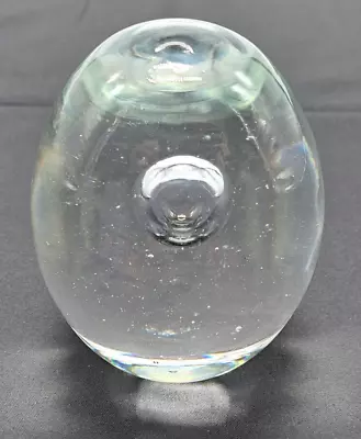 Art Glass Paperweight Egg Shape With Large Bubble Some Small Bubbles Clear Glass • $4.75