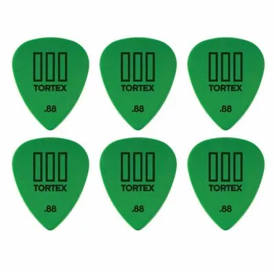 6 X Jim Dunlop Tortex TIII Green .88mm Guitar Picks T3 USA • $5.20