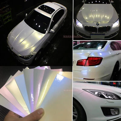 $52.61 • Buy Flexible Vinyl Wrap Film Car Glossy Matte Pearl White Magic Chameleon Sticker US