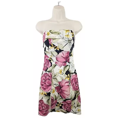 Karen Millen Womens Multicolour Floral Strapless Off The Shoulder Dress UK 10 • £10