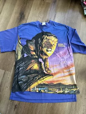 MGM Grand Shirt Mens 2XL Purple Faded Lion All Over Print AOP Vintage 93 • $35