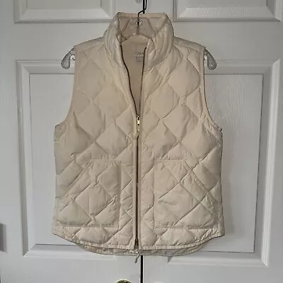 J Crew Ivory Quilted Down Feathers Puffer Vest Womens S Small • $28