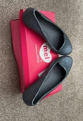 BNIB Beautiful Melissa Jelly Shoes Black Glitter  UK 5 EU 38 Dolly  • £23.99