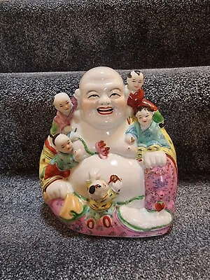 Vintage Mint Condition Laughing Buddha With Children.  Marked And Stamped.  • £65