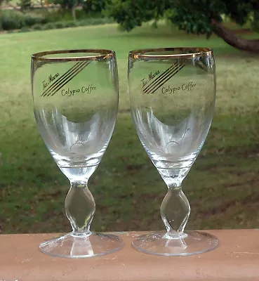 Lovely Tia Maria Stemmed 250ml Calypso Coffee Glasses X 2 *Gold Trims • $15