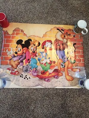 Vintage 1987 Walt Disney Poster Mickey Minnie Mouse Donald Pluto Goofy 22” X 28” • $9.99