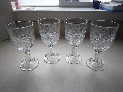 Vintage Set Of 4 Libbey Hobstar Water Goblets Wine Glasses Stemware Star • $10.79