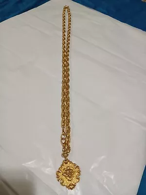 Vintage Signed Avon Gold Tone Lion Head Necklace Belt • $14.99