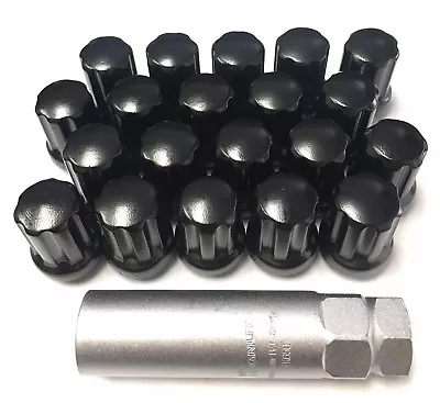 (20) Mr Lug Nuts Black 14x1.5 Spline Drive Tuner Lug Nut Kit Ford Mustang 2015+ • $34.99