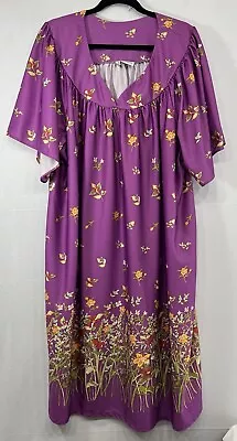 Anthony Richards Housedress Caftan Mumu Loungewear Lounger Purple Floral Size 3X • $27.68