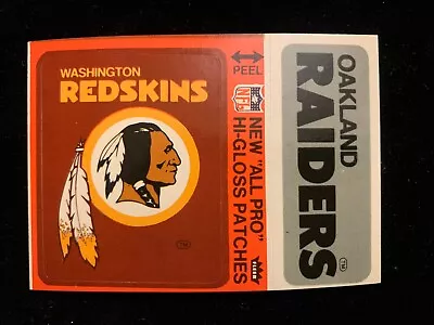 1976 Fleer WASHINGTON REDSKINS OAKLAND RAIDERS Glossy Sticker - Nm/Nm+ Rare! • $7.99