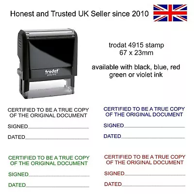 Certified To Be A True Copy Legal Self Inking Rubber Stamp Trodat 67 X 23mm • £17.95