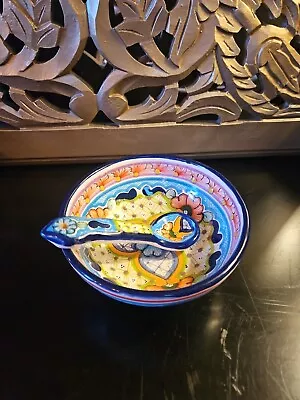 Made In Mexico Salsa Bowl With Feet And Spoon • $8