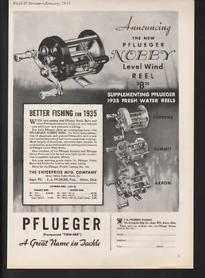 1935 Pflueger Fish Reel Sport Nobby Akron Ohio Cast Line Angler Outdoor Ad 20769 • $42.07