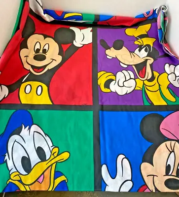 Vintage Disney Mickey Mouse Color Block Twin Flat Sheet Fabric • $19.99