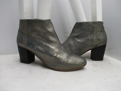 Miss Albright Pewter Silver Leather Zip Ankle Boots Womens Size 6.5 M • $39.95