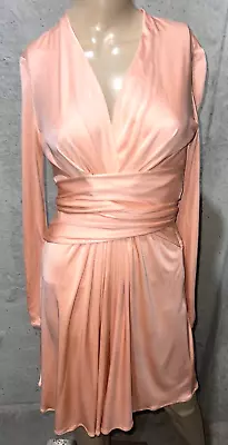 Issa London Silk Tie Waist Royal Engagement Peach Cocktail Dress UK 6 / US 2 • $389