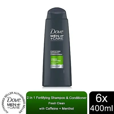 Dove Men+Care 2 In 1 Fortifying Shampoo & Conditioner Fresh Clean 6x400ml • £18.49