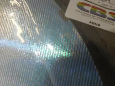Dichroic Glass: CBS 90COE Aqua On Thin Reed Pattern Clear 3  Sq • $10.95
