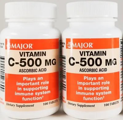 $7.98 • Buy Major Vitamin C500mg Immune System Support - 100Ct (PACK OF 2)EXP:02/2024