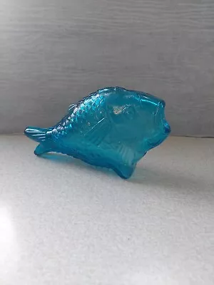 Vintage Spanish Light Blue Blown Glass Fish Vase Rare HTF 8   • $9.95