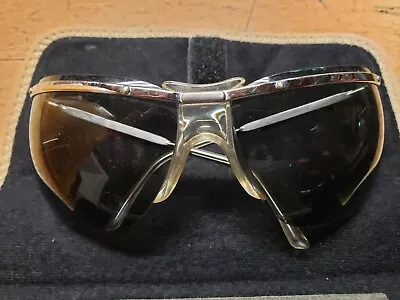 Vintage 60s Sol Amor Biker Sunglasses With Lenses - Silver Black  • $254.75