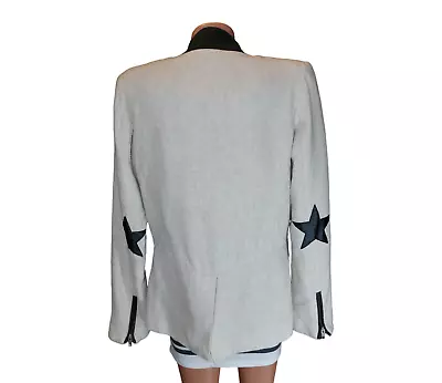 Maison Scotch Linen Mix Tuxedo Jacket Blazer Star Elbow Patches Size 1 XS/S • $48