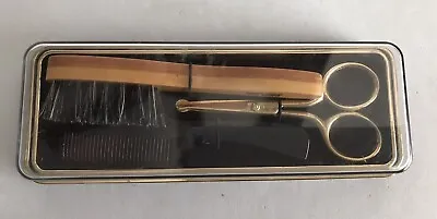 Vintage Moustache Grooming Set West Germany Brush Comb Gold Scissors • $13.50