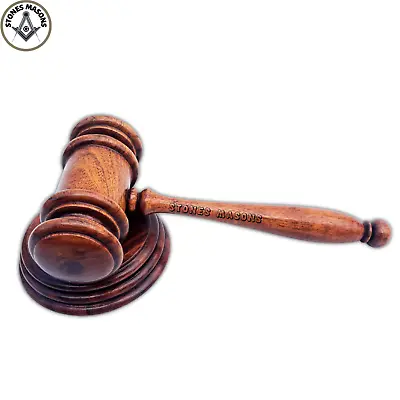 Masonic Wood Gavel & Sounding Block Rosewood Hammer Wooden Judge's Gavel ... • $50