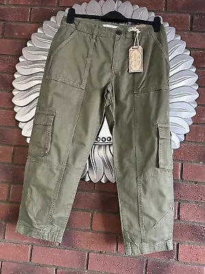 Fat Face Cargo Crop Trousers Khaki Green Size 12 BNWT Rrp £42 • £18