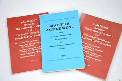 Anaconda Company Union Agreements Lot Of 3 Butte Montana Manuals 1977 1983 Vtg • $11.99