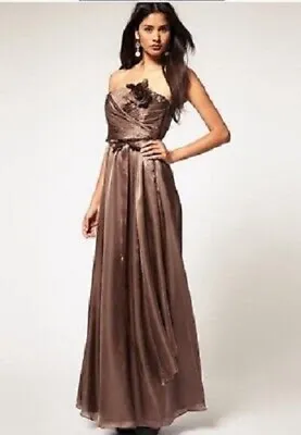 Coast Brown Bnwot Allure Silk Maxi Dress Weddings Bridesmaids Ballgowns Size 10 • £22.50