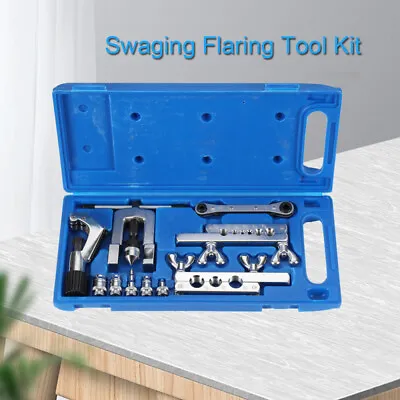 Flaring Swaging Tool Kit 45Degree Brake Line Tubing Copper With Tube Cutter Blue • $34.78