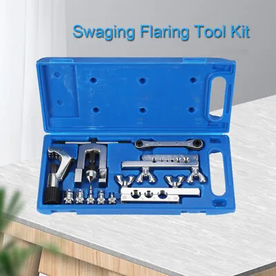 Flaring Swaging Tool Kit Brake Line Tubing Copper With Tube Cutter 45Degree Blue • $32.90