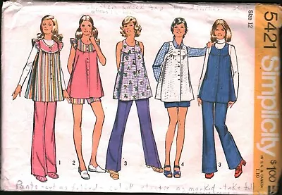 5421 Simplicity Sewing Pattern Misses Maternity Smock Top Pants Vintage OOP Sew • $5.99