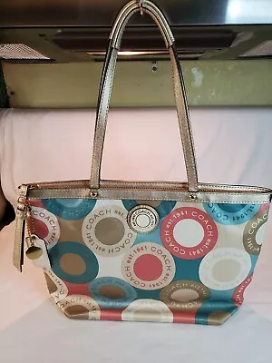 Coach A1281-F19196 Multicolored Sateen Purse Handbag With Bag Charm • $34