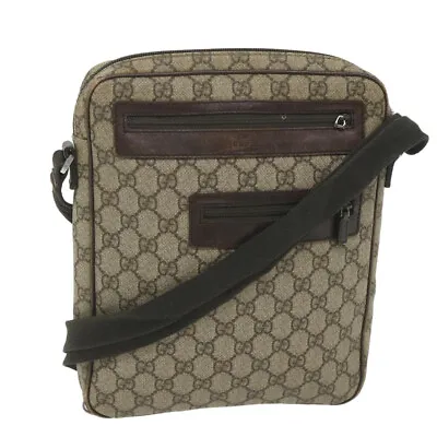 GUCCI GG Supreme Shoulder Bag PVC Leather Beige 92551 Auth Bs9928 • $184.80