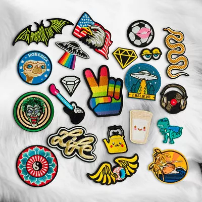 Alien Rainbow UFO Clown Embroidery Sew Iron On Patch Badge Fabric Applique Craft • $2.74