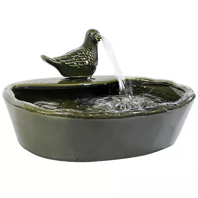 Dove Glazed Ceramic Outdoor Solar Water Fountain - 7 In By Sunnydaze • $99.95