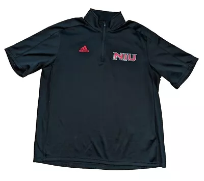 NIU Northern Illinois Mens Large Adidas Quarter Zip Short Sleeve Pullover NCAA • $24.99