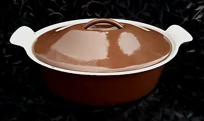 Vintage: Cousances Le Creuset Chocolate Brown Oval Casserole Dish & Lid • £49.95