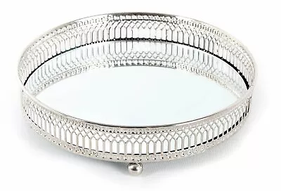 £9.95 • Buy Home Votive Round Tea Light Candle Holder Tray Mirrored Glass Plate Silver