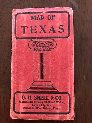 Antique 1904  Map Of Texas Distributed By O. H. Snell & Co • $13.05