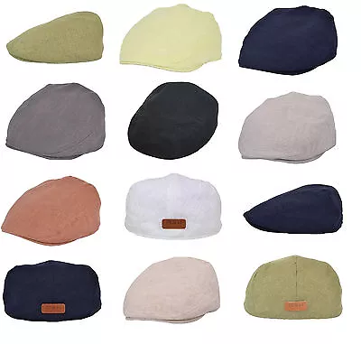 £12.99 • Buy Adults Lightweght  Linen Summer Flat Cap Hat 