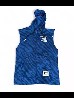 UA Project Rock Rival Fleece Sleeveless Printed Hoodie Full-Zip Men Size: Medium • $24.95