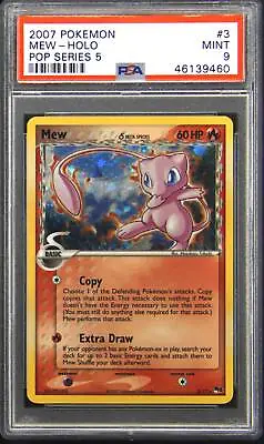 PSA 9 2007 Pokemon TCG Card Pop Series 5 Mew Holo Rare 3 • $1200