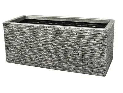 Grey Brick Stone Effect Plastic Garden Trough Planter Patio Flower Pot 60cm • £21.99