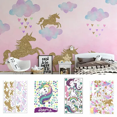 £6.92 • Buy Unicorn Horse Rainbow Hearts Wall Stickers Children Girls Room Decor Art Decals